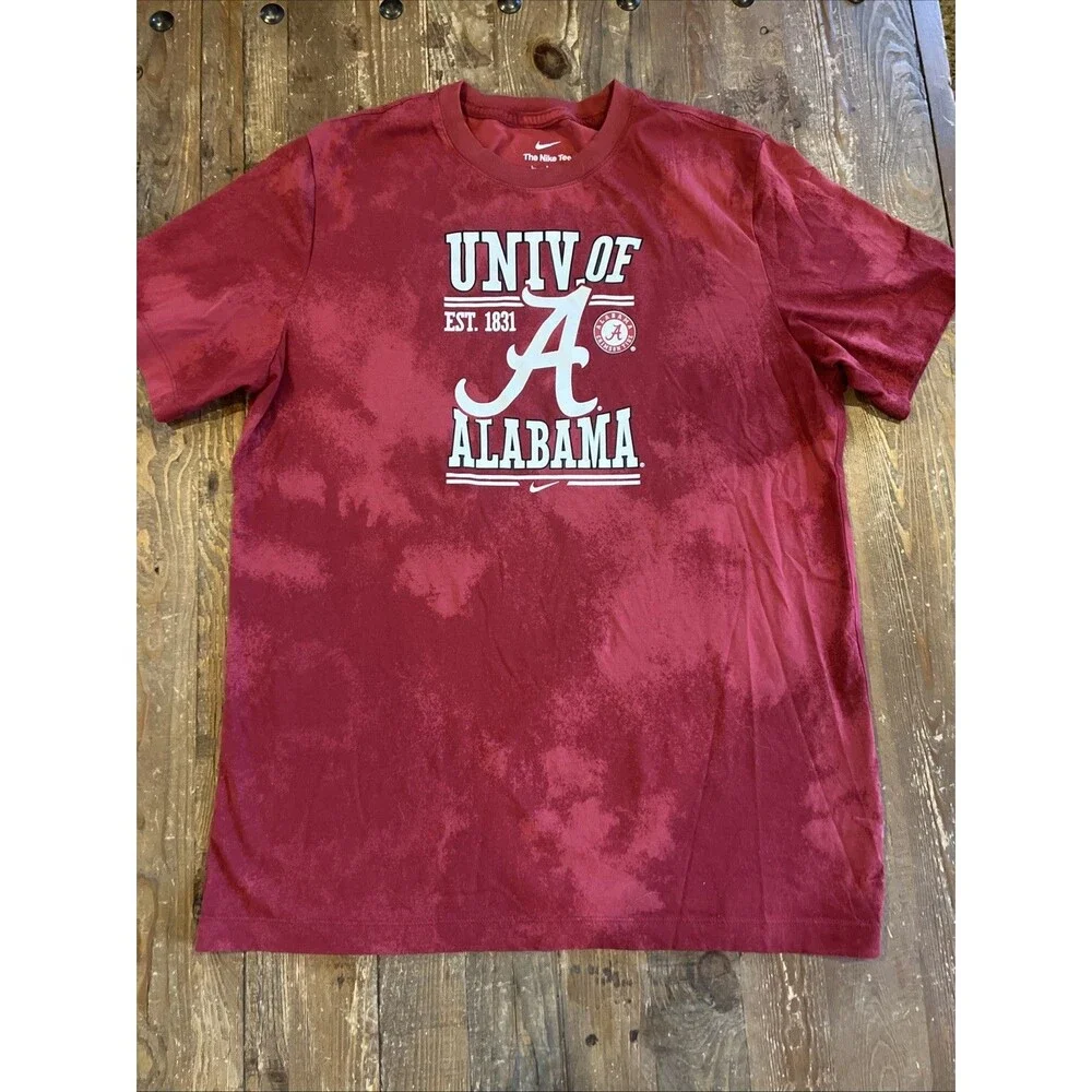 Nike Alabama University Crimson Tide Shirt Men Large Red Tie Dye Short Sleeve
